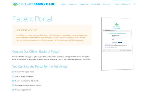 Patient Portal - Integrity Family Care