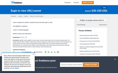 [login to view URL] usenet | MySQL | PHP | Freelancer