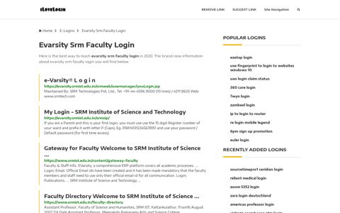Evarsity Srm Faculty Login ❤️ One Click Access