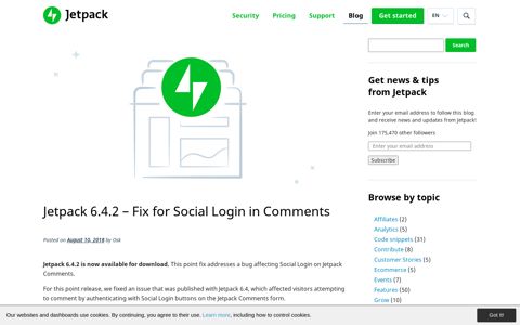 Jetpack 6.4.2 – Fix for Social Login in Comments