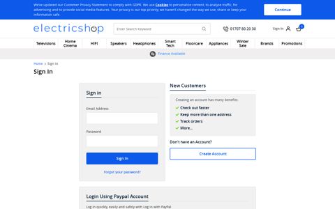 Sign In to Electricshop - Easily Access or Create Your Account