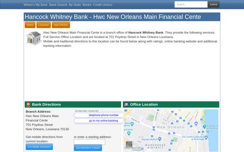 Hancock Whitney Bank in New Orleans Louisiana - 701 ...