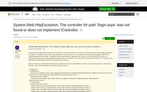 System.Web.HttpException: The controller for path '/login.aspx ...