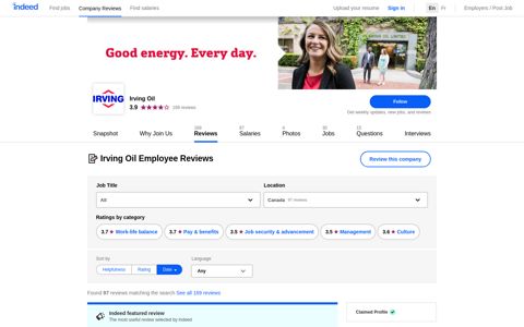 Working at Irving Oil: 97 Reviews | Indeed.com