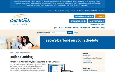 Online Banking - Gulf Winds
