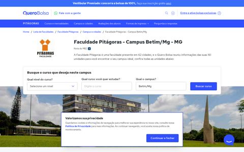 Faculdade Pitágoras - Campus Betim/Mg - MG | Quero Bolsa