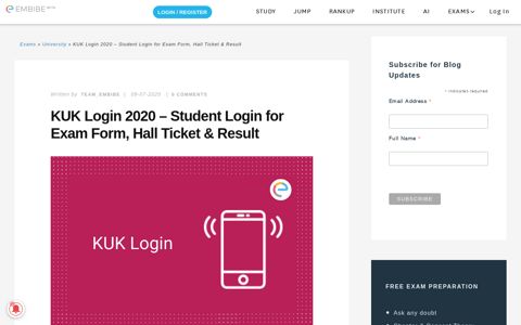KUK Login 2020 - Student Login for Exam Form, Hall Ticket ...