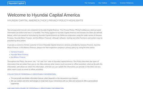 Privacy Policy - Hyundai Capital America
