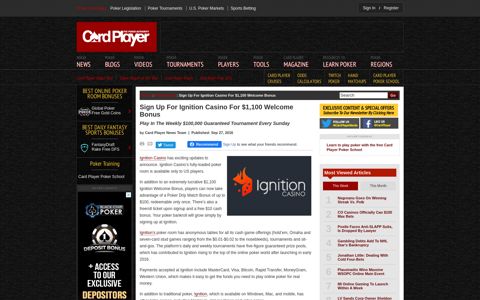 Sign Up For Ignition Casino For $1,100 Welcome Bonus ...
