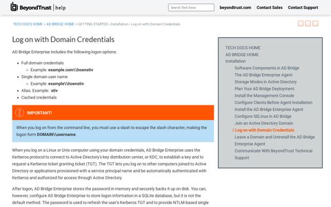 Log on with Domain Credentials - BeyondTrust