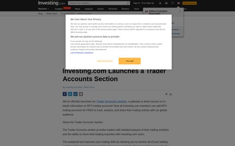 Investing.com Launches a Trader Accounts Section By ...