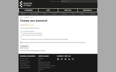 Change your password - University of Essex