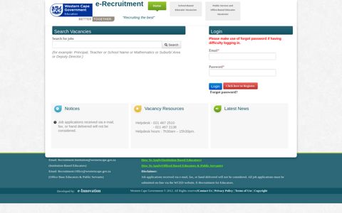 Western Cape Government e-Recruitment: Users
