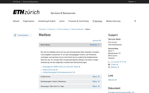 Mailbox – Services & Ressourcen | ETH Zürich