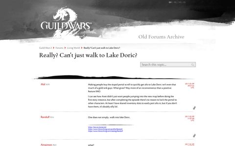 Really? Can't just walk to Lake Doric? - Guild Wars 2 Forum ...
