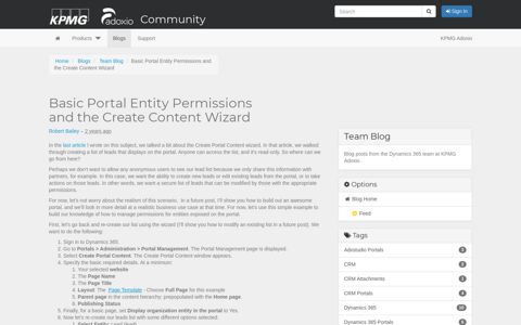Basic Portal Entity Permissions and the Create Content Wizard