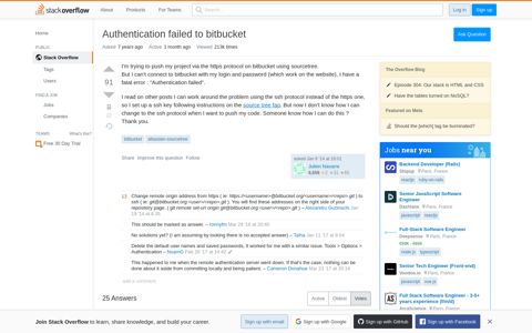 Authentication failed to bitbucket - Stack Overflow