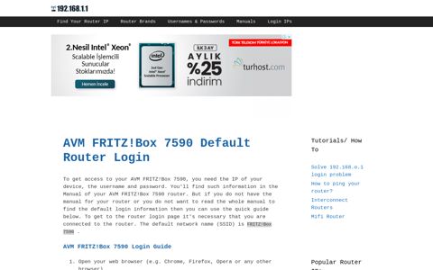 AVM FRITZ!Box 7590 - Default login IP, default username ...