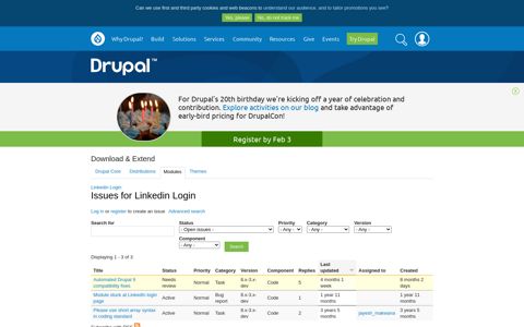 Issues for Linkedin Login | Drupal.org