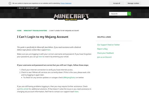 I Can't Login to my Mojang Account – Home - Minecraft help ...