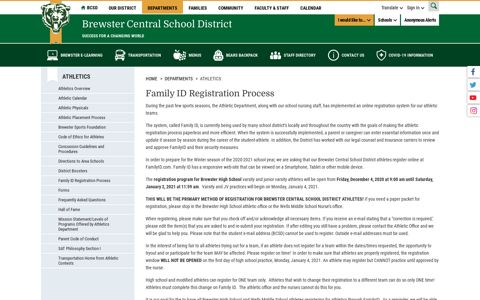 Athletics / Family ID Registration Process