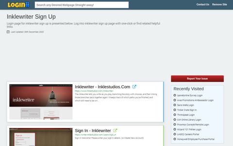 Inklewriter Sign Up - Straight Path to Any Login Page!