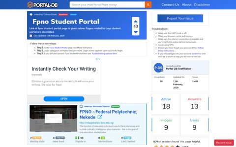 Fpno Student Portal