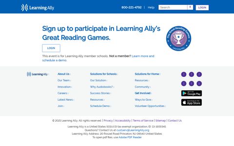 LearningAlly - User Portal > Great Reading Games > Sign Up