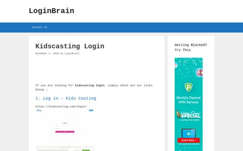 Kidscasting - Log In - Kids Casting - LoginBrain
