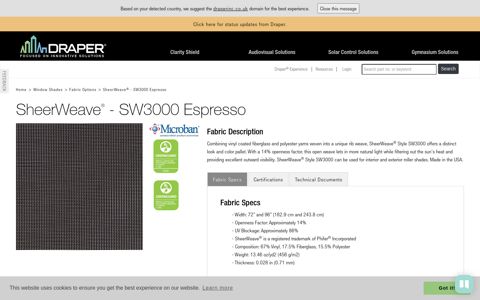 SheerWeave - SW3000 Espresso :: Draper, Inc.