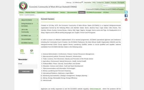 Current Careers | Economic Community of West African States ...