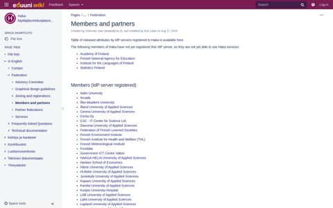Members and partners - Haka-käyttäjätunnistusjärjestelmä ...
