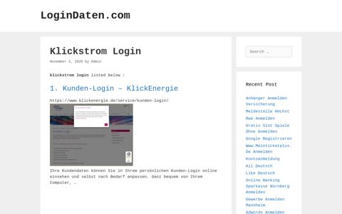 Klickstrom - Kunden-Login - Klickenergie - LoginDaten.com