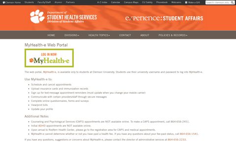 My Health-e | Clemson University Student Affairs
