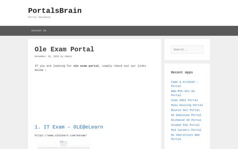 Ole Exam - It Exam - Ole@Elearn - PortalsBrain - Portal ...