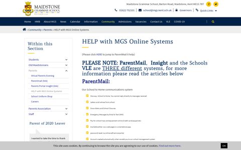 Portal Help » Maidstone Grammar School