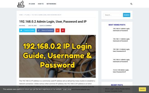 192.168.0.2 Admin Login, User, Password and IP - Router Login