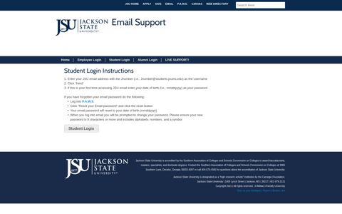 Email Support | Student Login ... - Jackson State University