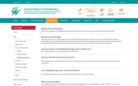 Technology / Infinite Campus FAQ - School District of Waukesha