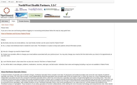 FAQ's - Patient Portal - Northwest Specialty Clinics