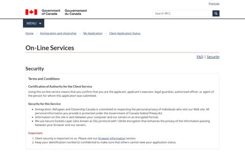 Check application status - On-Line Services