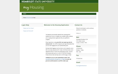 Humboldt State University Housing Application - Welcome to ...
