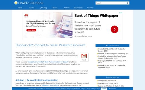 Outlook can't connect to Gmail: Password incorrect - HowTo ...