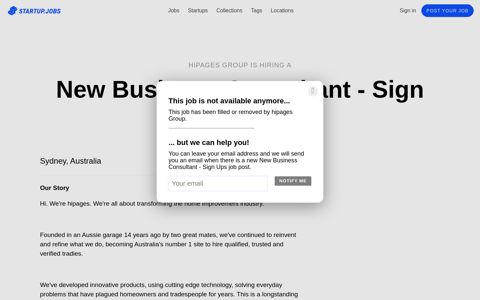 New Business Consultant - Sign Ups at hipages Group - Startup Jobs
