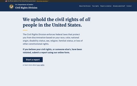 Contact the Civil Rights Division | Department of Justice