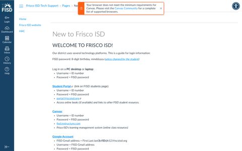 New to Frisco ISD: Frisco ISD Tech Support - Canvas
