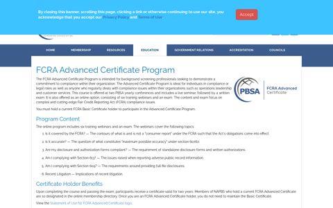 FCRA Advanced Certificate Program - Professional ...