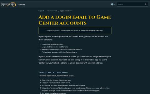 Add a login email to Game Center accounts – Support
