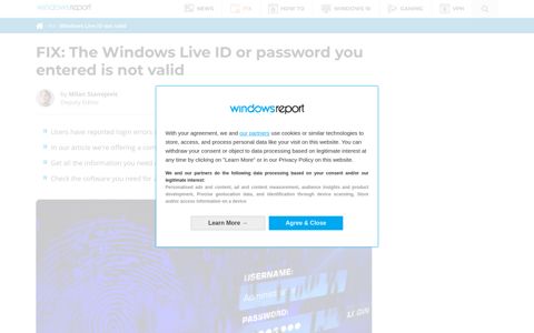 The Windows Live ID or password you entered is not valid [FIX]
