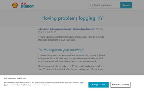 Having problems logging in? – Help home - Shell Energy